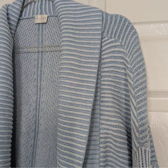 Poetry Ribbed Cardigan Womens Size 16/18 Blue 100% Cotton Open Front Sweater - Picture 2 of 10